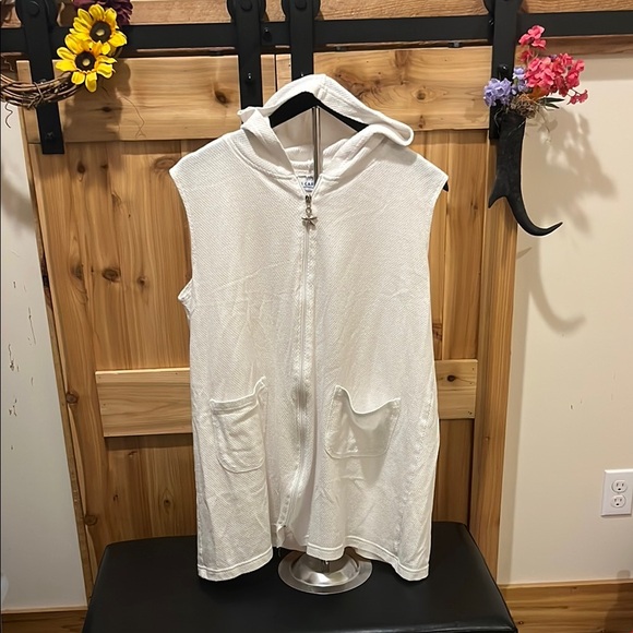 Elegant Cream Hooded Swim Coverup - Picture 1 of 7